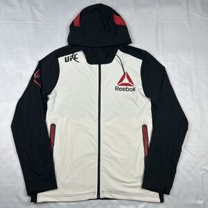 Reebok UFC Jacket Georges St. Pierre Mens L Black Ivory Full Zip Hooded Athletic